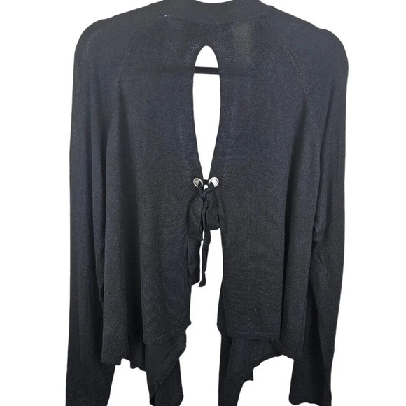 Belle Sky Black‎ Long Sleeve Sweater Cardigan Tie in Back Size X-Large - Picture 5 of 9